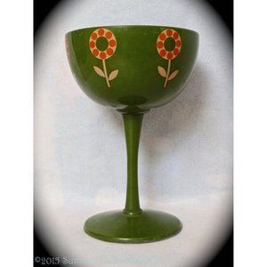 70s Avocado Green Oversized Wine Goblet Planter
